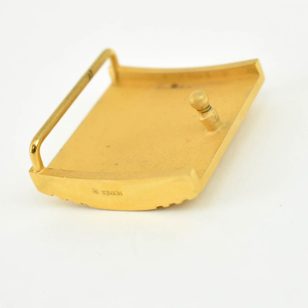 HERMES: Black/Brown, Leather & Gold "H" Buckle Belt fits 25" to 28" (wb) - Picture 8 of 11